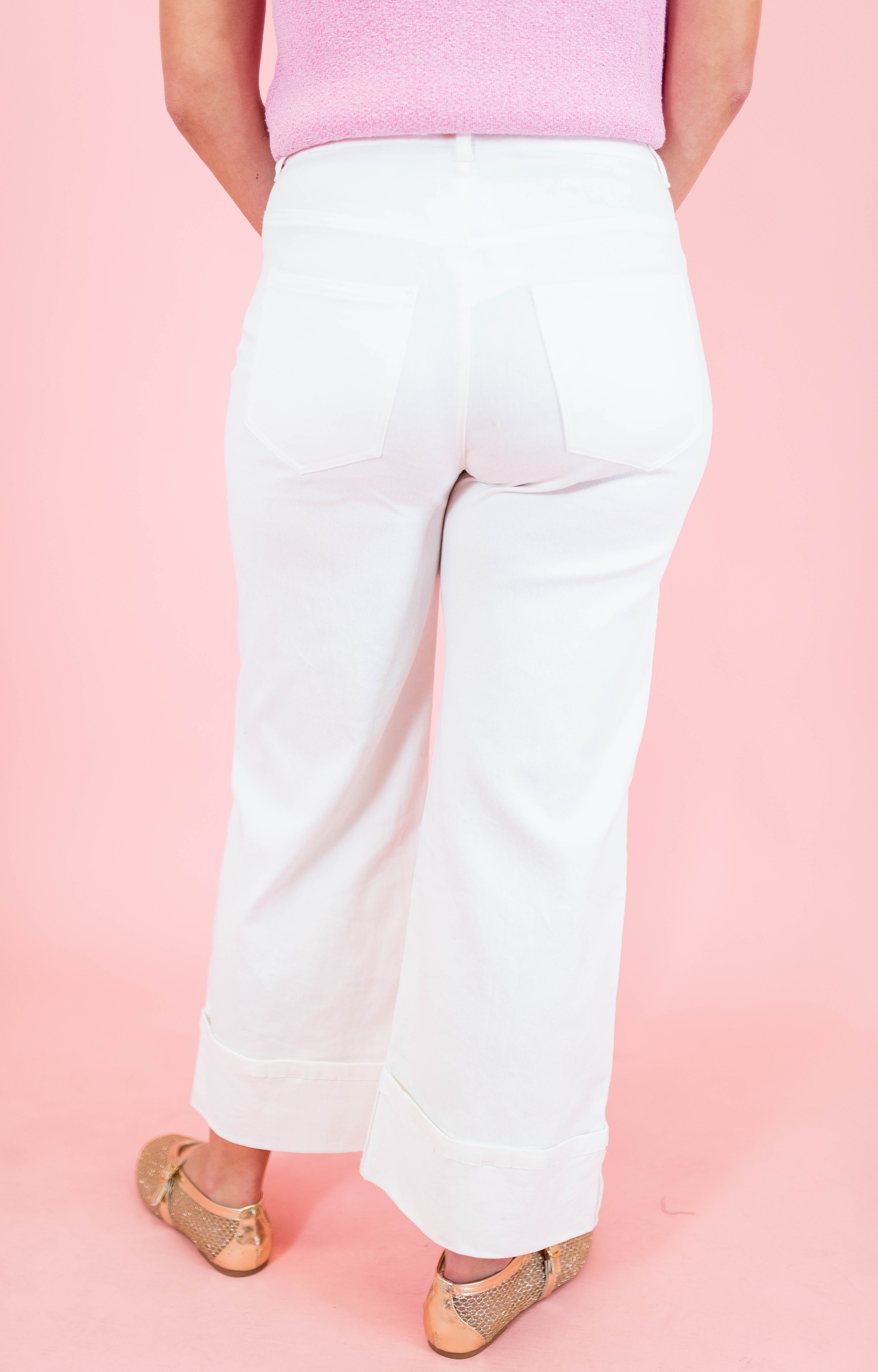 Solid Mid-Rise Ankle Pants - Off White - Obsession Boutique