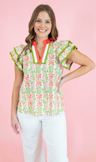 Blooming Breeze Flutter Sleeve Top - Obsession Boutique