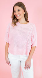 Ribbed Distressed Hem Sweater Top - Light Pink - Obsession Boutique