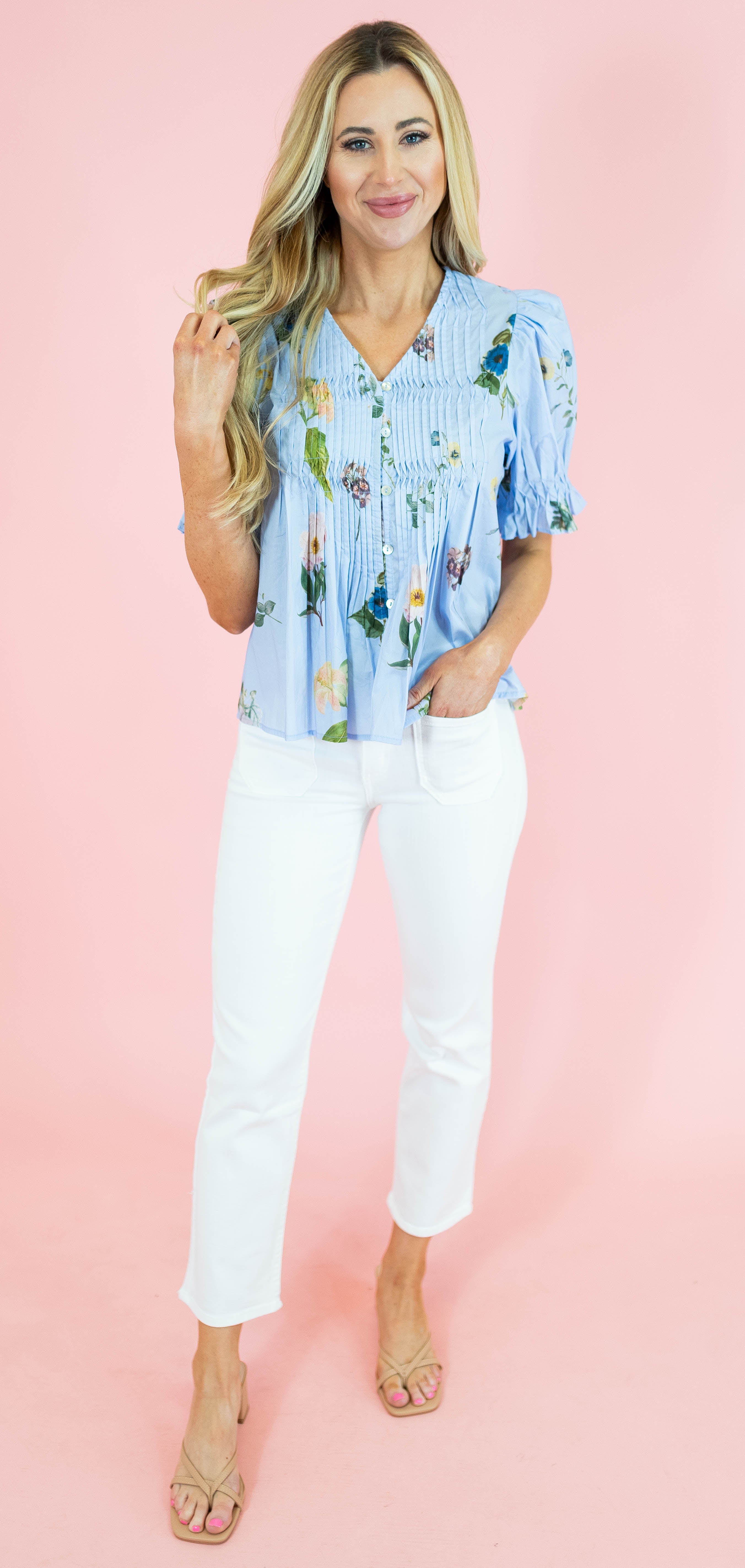 Petite Straight Patch Pocket Jeans - Optic White - Obsession Boutique