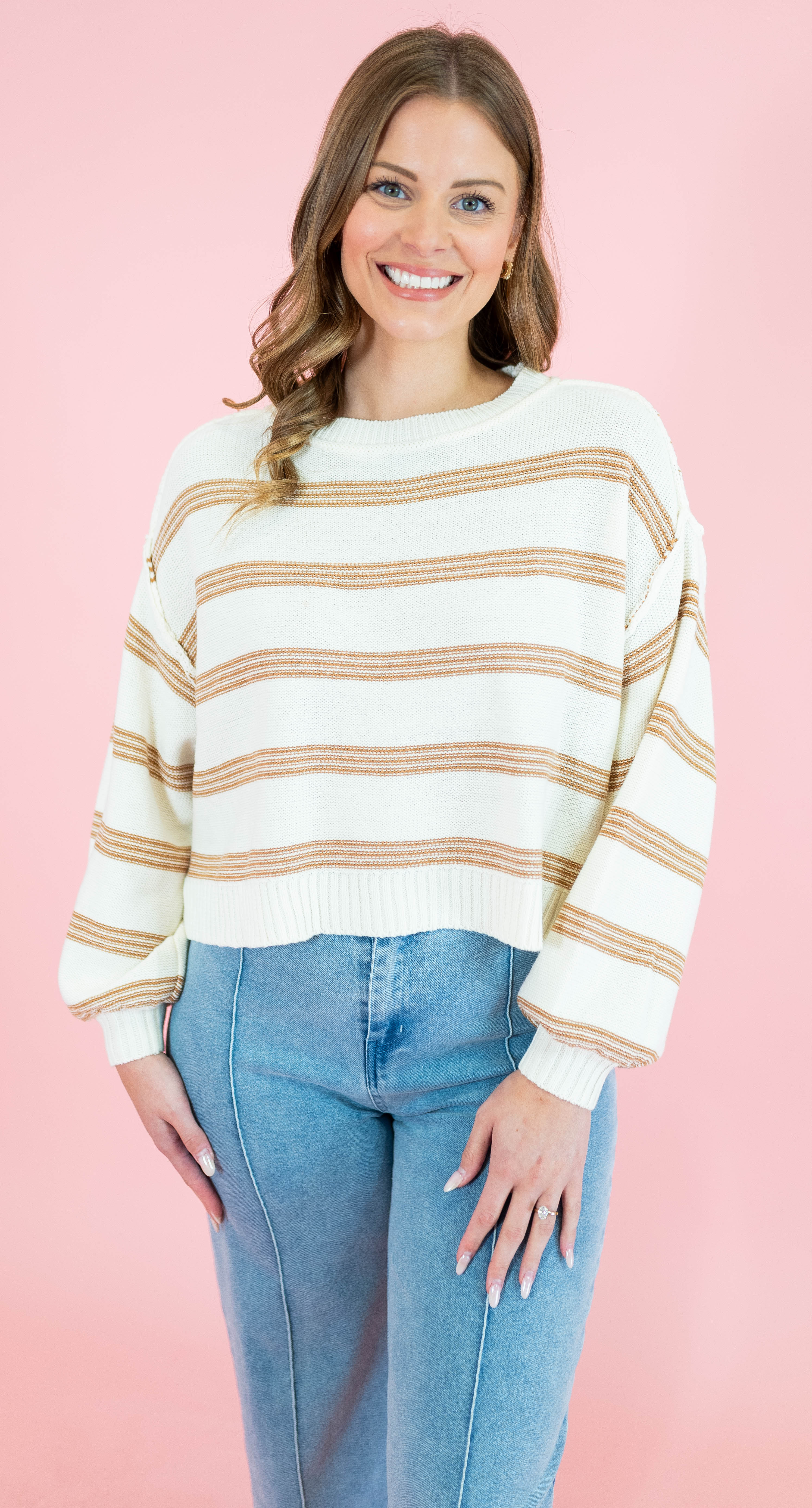 Soft Stripes Long Sleeve Pullover Sweater - Obsession Boutique
