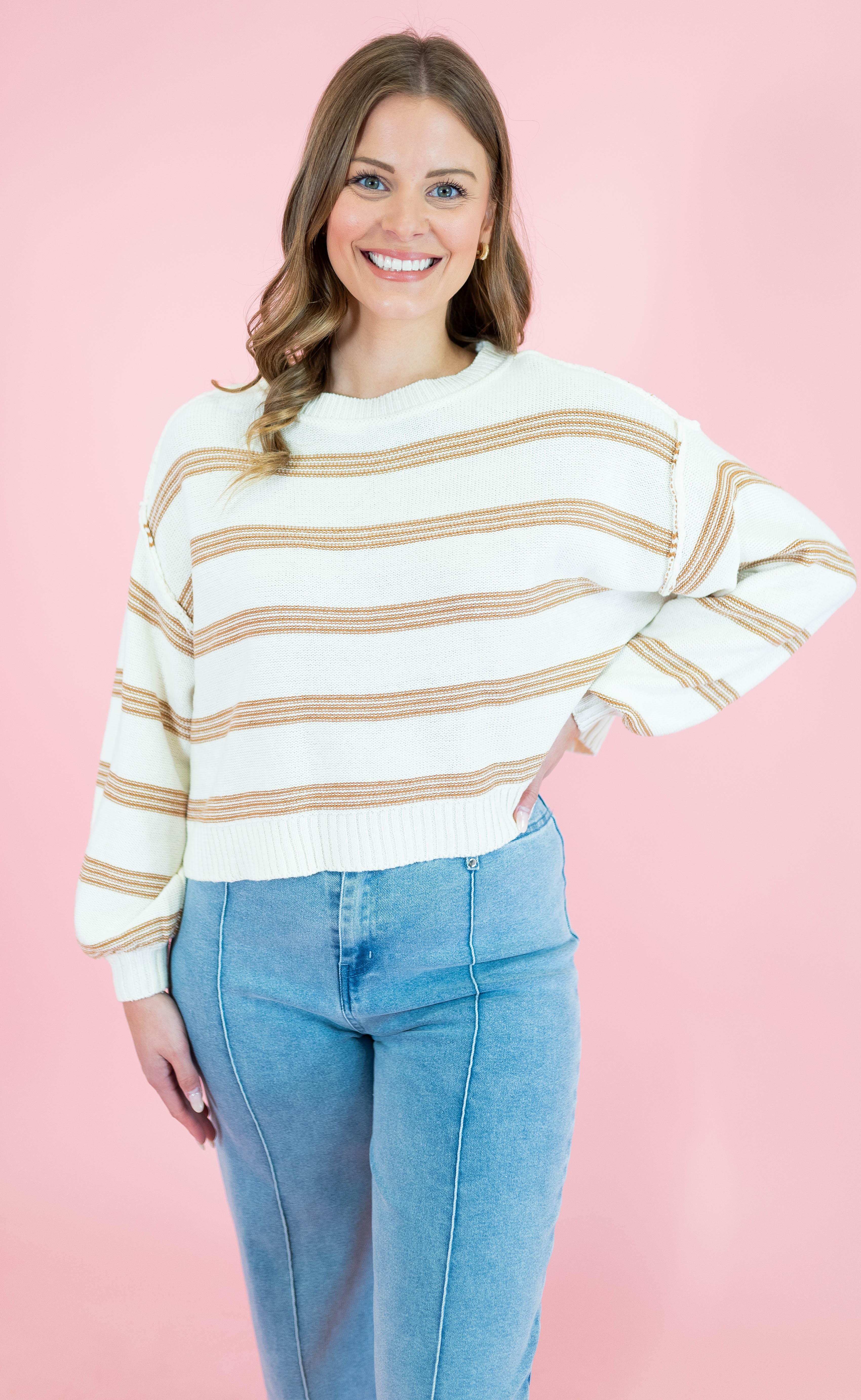 Soft Stripes Long Sleeve Pullover Sweater - Obsession Boutique