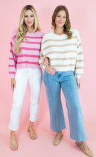 Soft Stripes Long Sleeve Pullover Sweater - Obsession Boutique