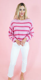 Soft Stripes Long Sleeve Pullover Sweater - Obsession Boutique