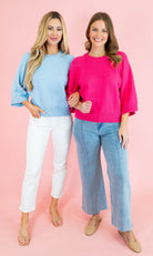 Solid Raglan 3/4 Sleeve Sweater - Obsession Boutique