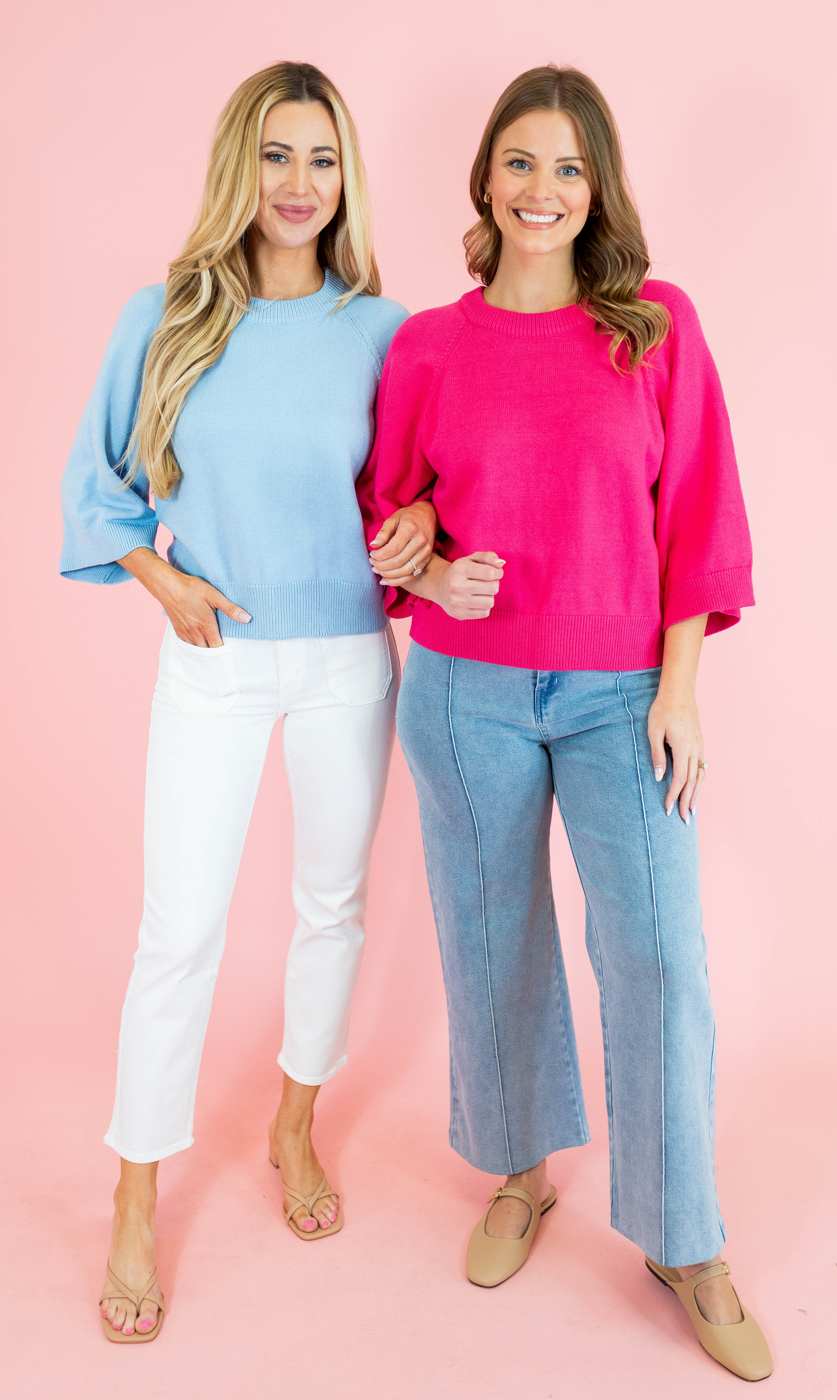 Solid Raglan 3/4 Sleeve Sweater - Obsession Boutique