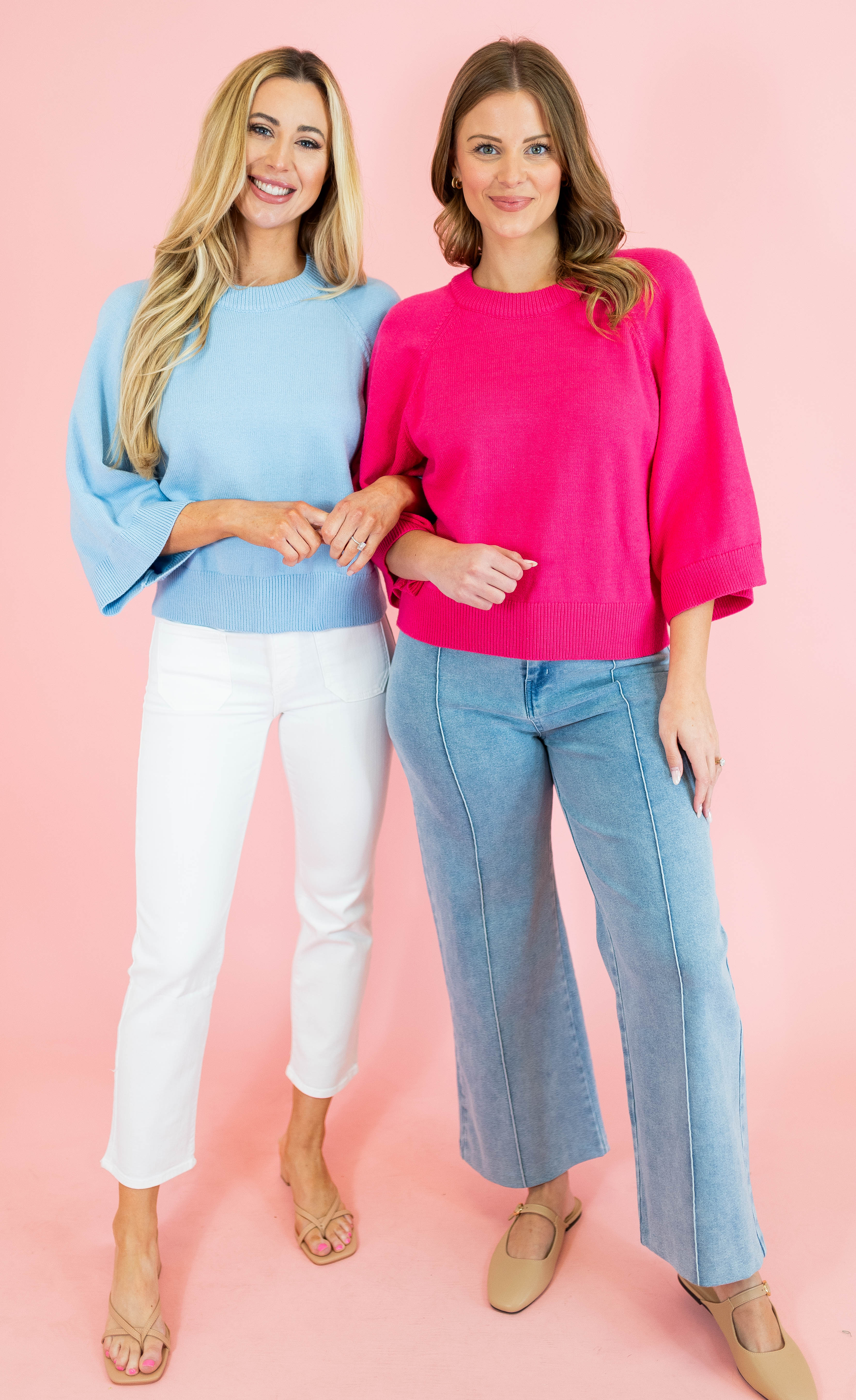 Solid Raglan 3/4 Sleeve Sweater - Obsession Boutique