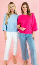 Solid Raglan 3/4 Sleeve Sweater - Obsession Boutique