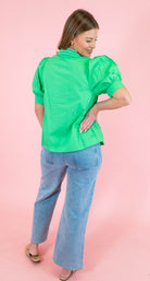 Stitched Charm Puff Sleeve Top - Obsession Boutique