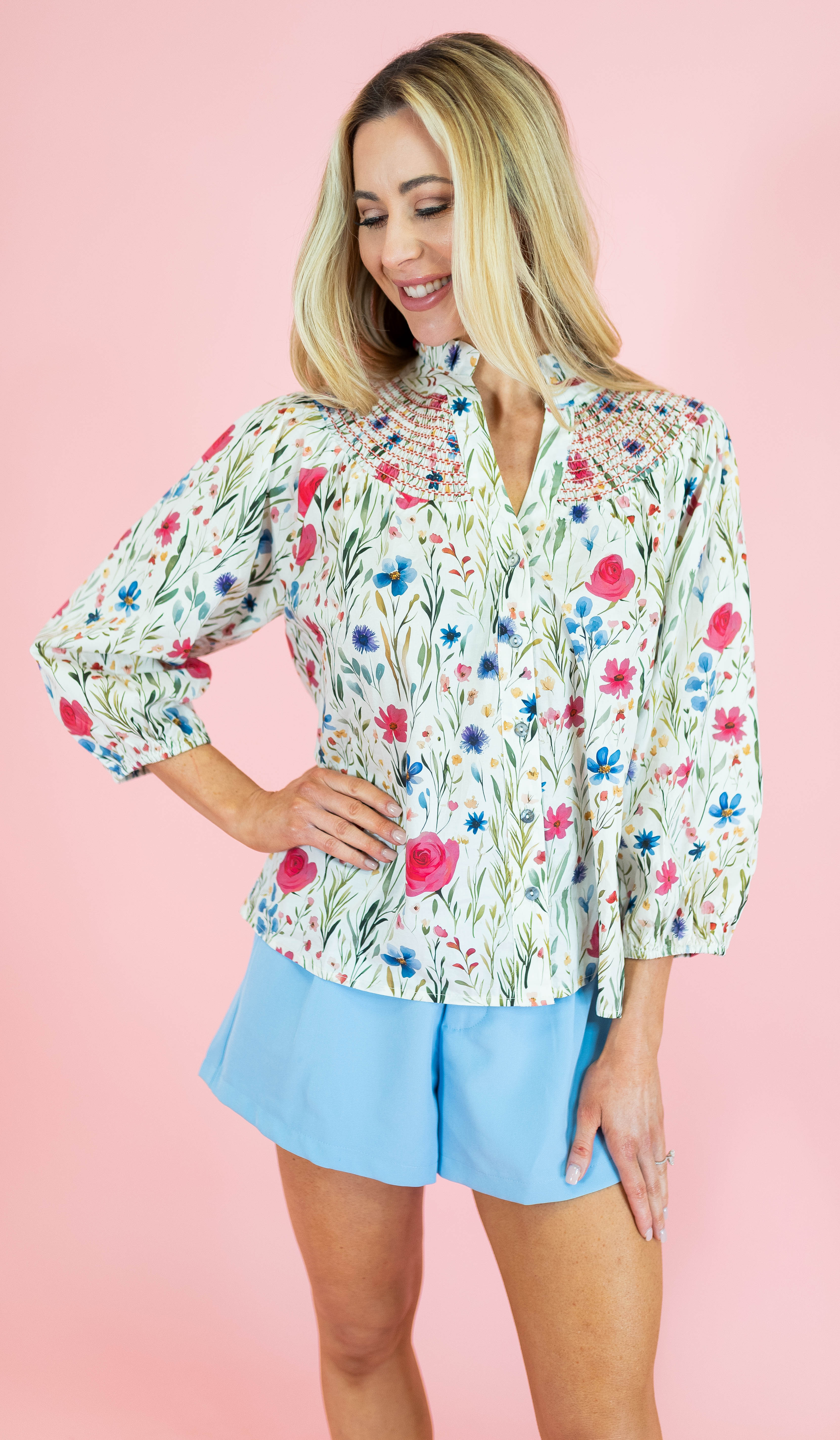 The Brielle Floral Top - Pink - Obsession Boutique