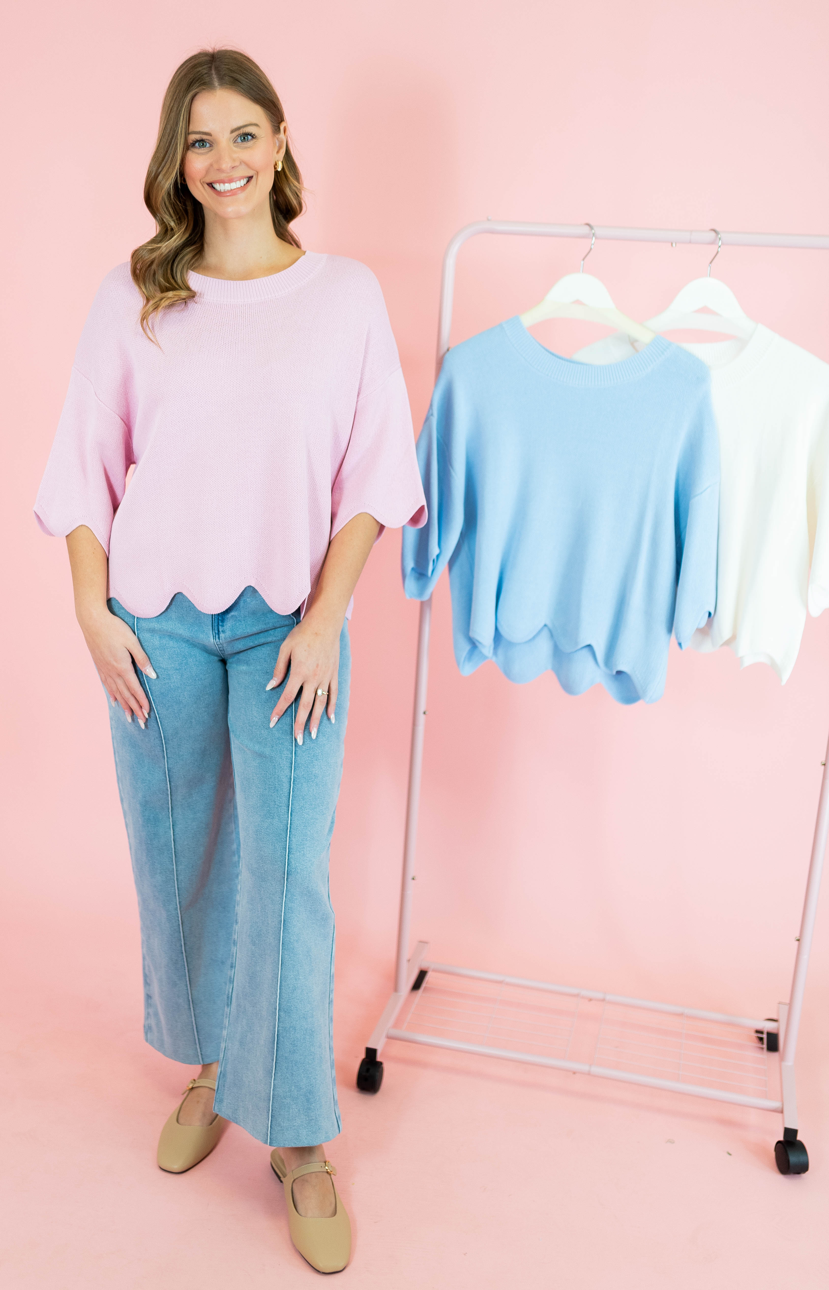 Heavy Knit Scallop Sweater Top - Obsession Boutique