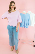 Heavy Knit Scallop Sweater Top - Obsession Boutique