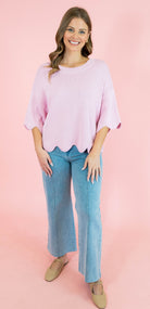 Heavy Knit Scallop Sweater Top - Obsession Boutique