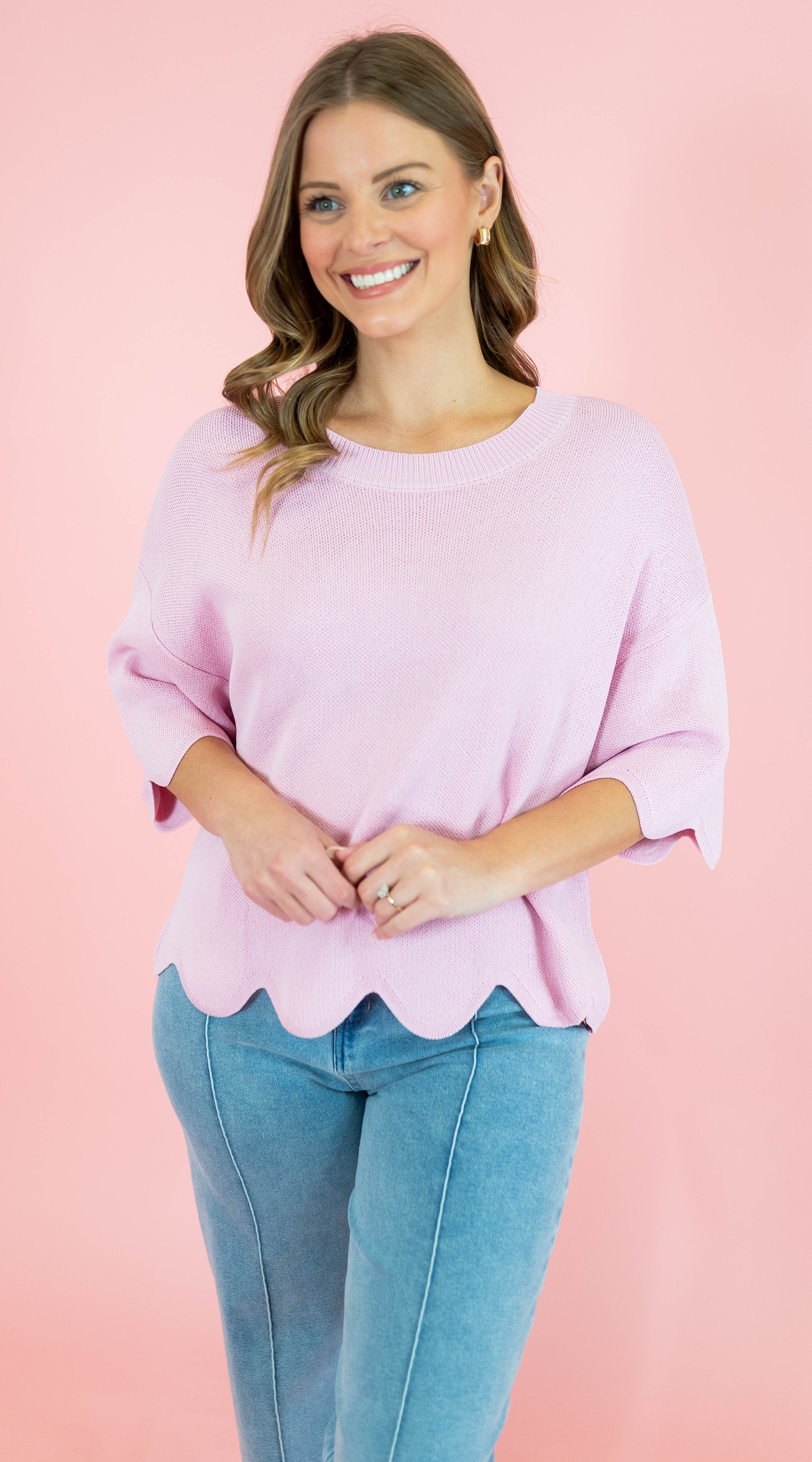 Heavy Knit Scallop Sweater Top - Obsession Boutique