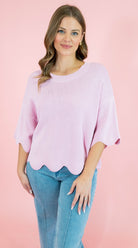 Heavy Knit Scallop Sweater Top - Obsession Boutique