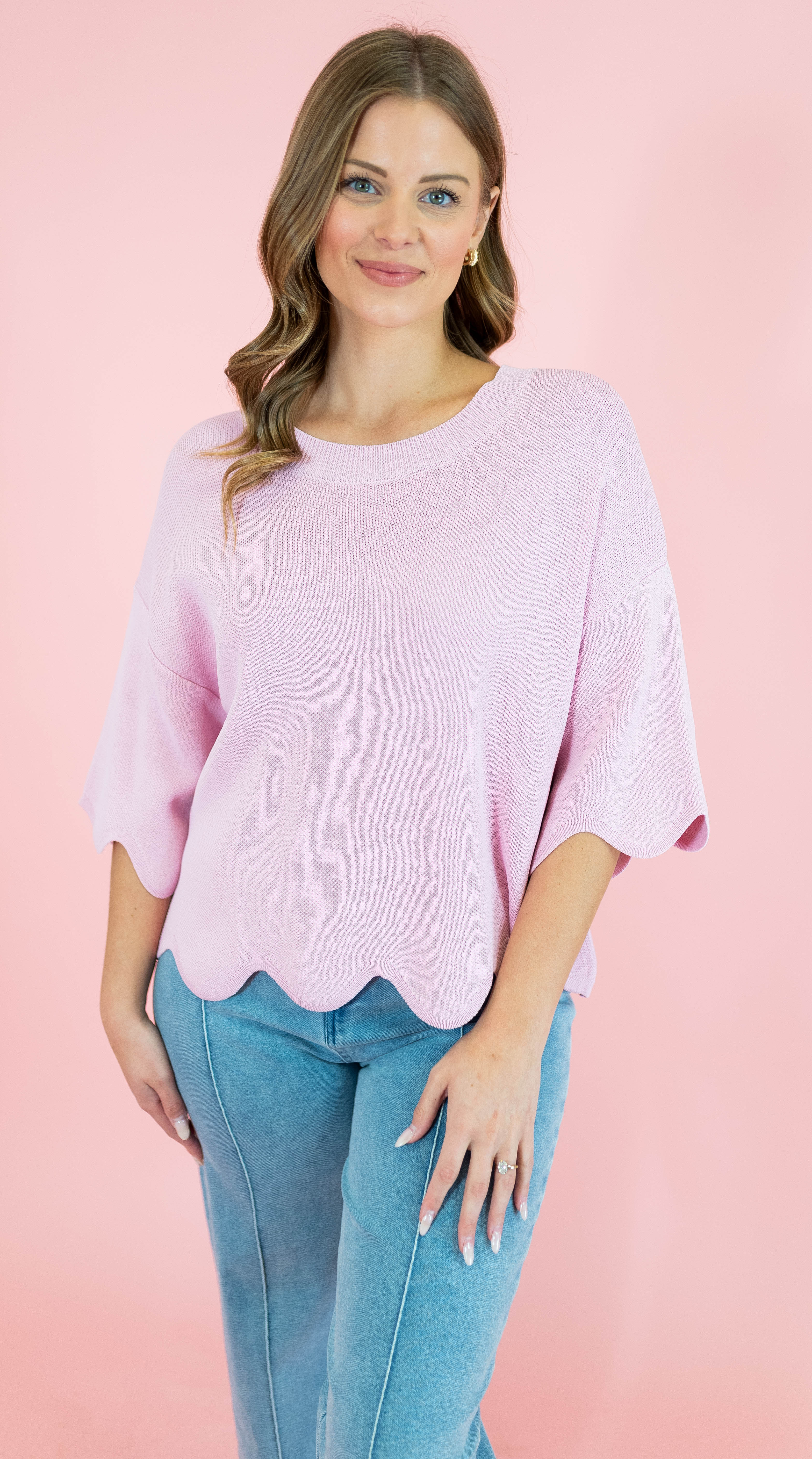 Heavy Knit Scallop Sweater Top - Obsession Boutique
