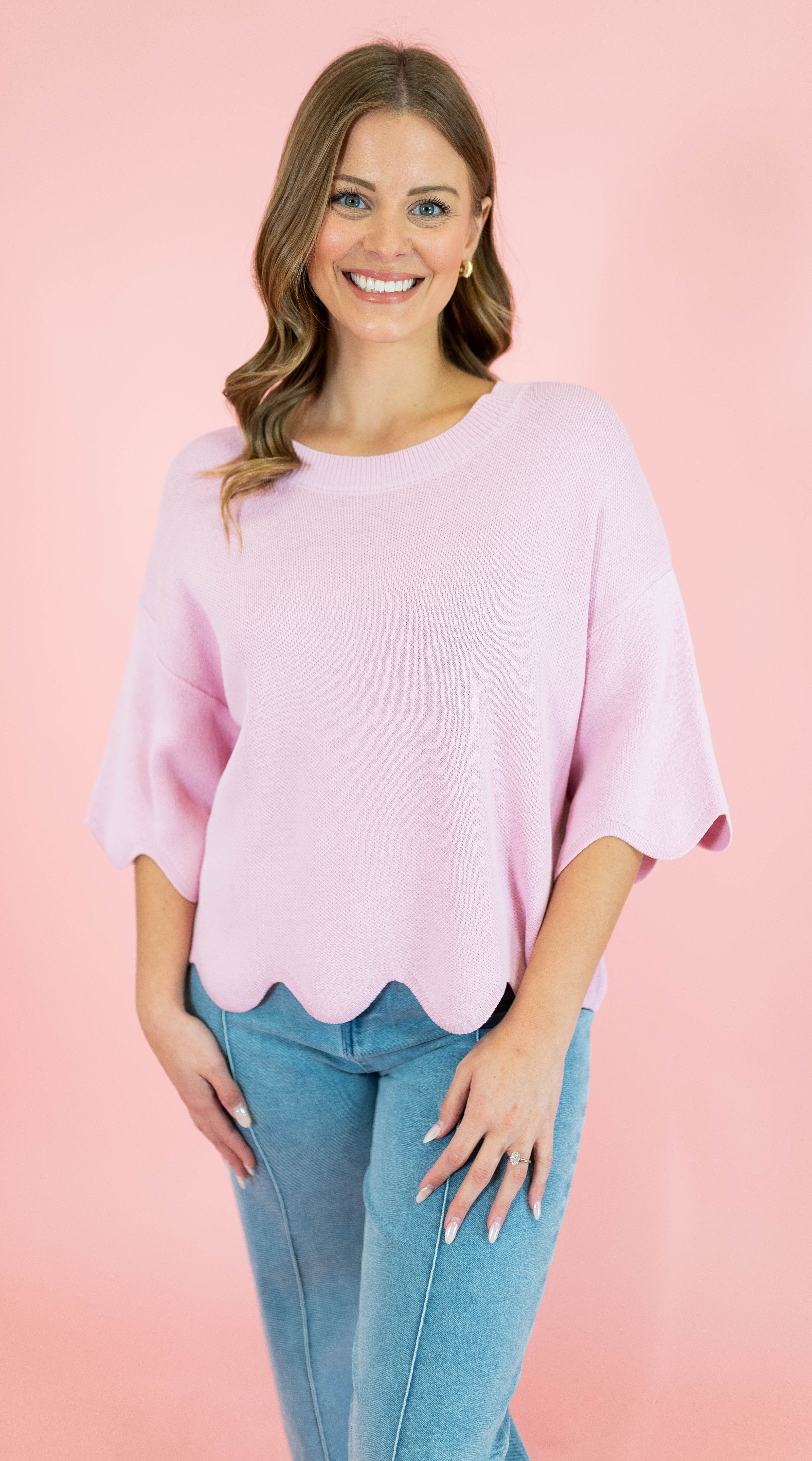 Heavy Knit Scallop Sweater Top - Obsession Boutique