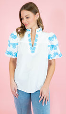 The Dahlia Placket Top - Obsession Boutique