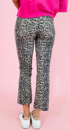 High Rise Crop Flare Distressed Hem Jeans - Leopard - Obsession Boutique