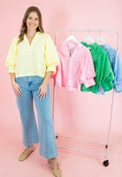 The Sutton Pleated Shoulder Top - Obsession Boutique