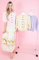 Short Puff Sleeve Button Down Sweater - Obsession Boutique