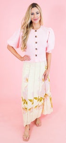 Short Puff Sleeve Button Down Sweater - Obsession Boutique