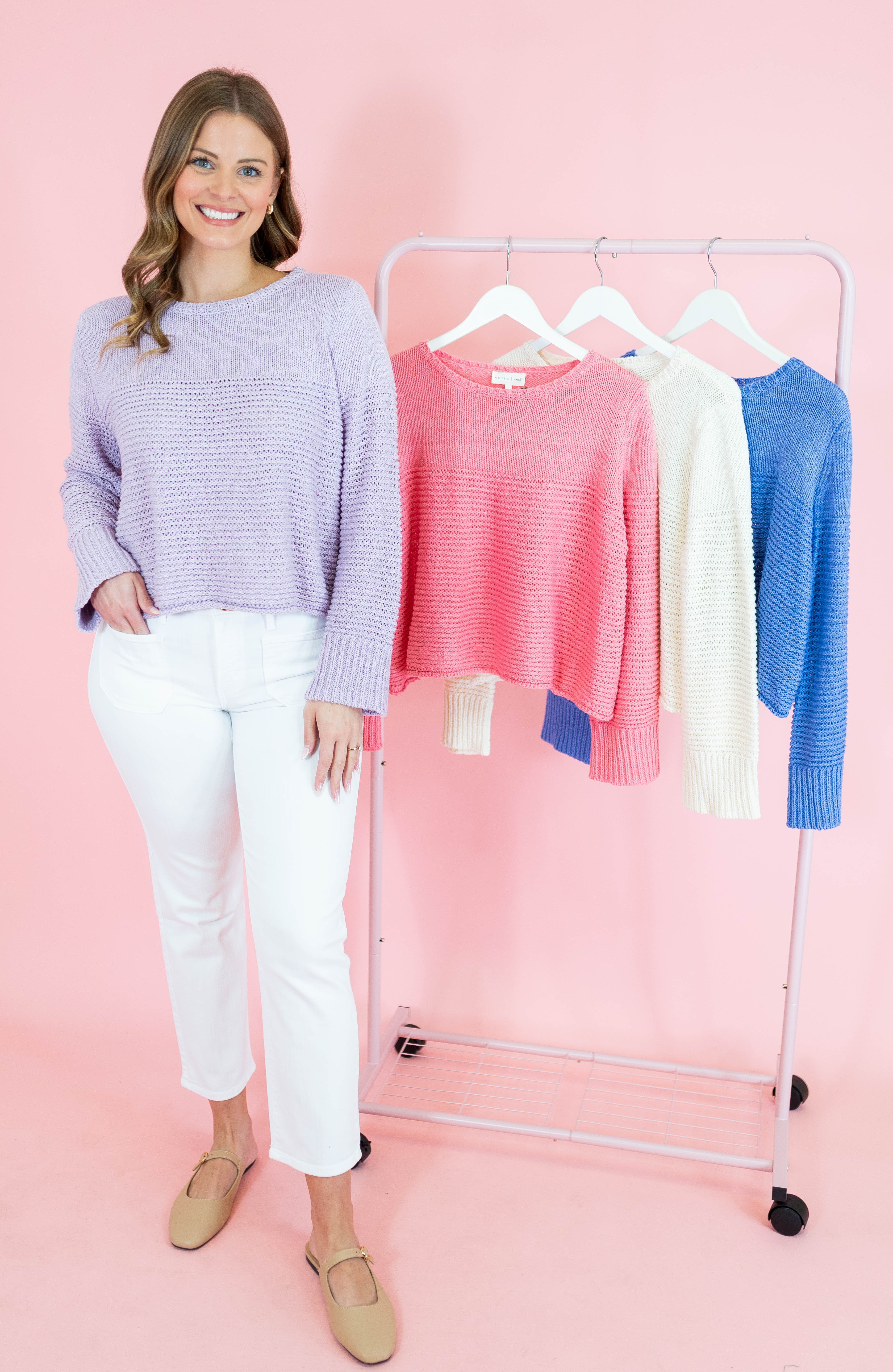 Mixed Rib Knit Long Sleeve Sweater - Obsession Boutique