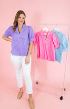 The Spring Bloom Embroidered Puff Sleeve Top - Obsession Boutique
