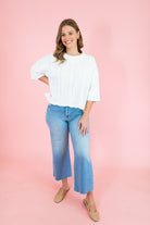 Scissor Cut Wide Leg Jeans - Light Denim - Obsession Boutique
