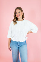 Solid 3/4 Sleeve Pullover Knit Sweater - Obsession Boutique