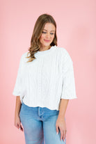 Solid 3/4 Sleeve Pullover Knit Sweater - Obsession Boutique