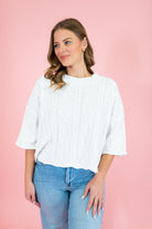 Solid 3/4 Sleeve Pullover Knit Sweater - Obsession Boutique