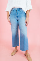 Scissor Cut Wide Leg Jeans - Light Denim - Obsession Boutique
