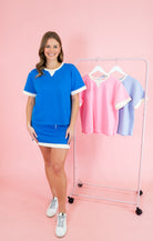 Short Sleeve Knit Contrast Top - Obsession Boutique