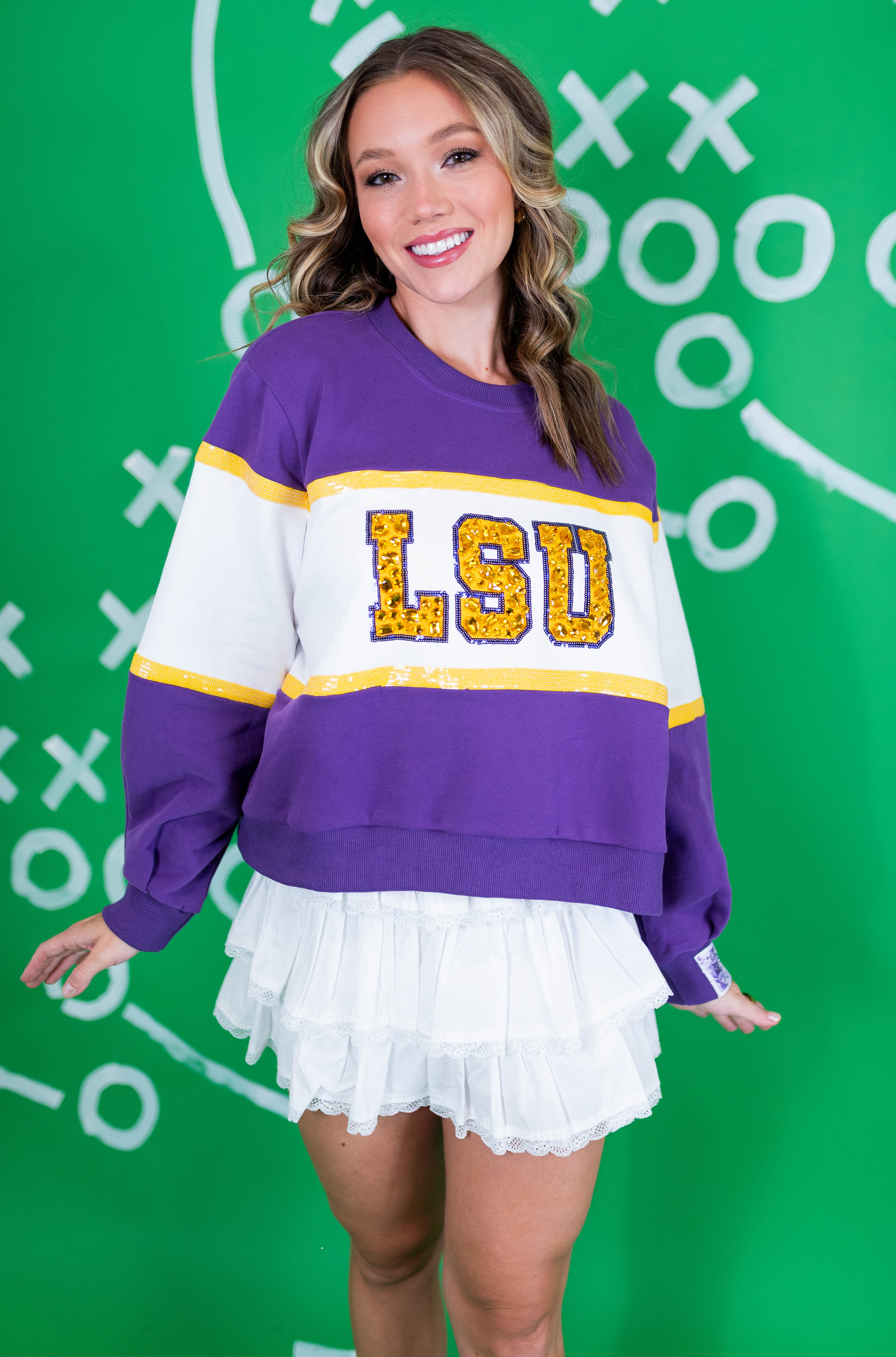 トップス [muguet]bijou ribbon sweat Heritage Fleece Cropped Sweatshirt With Buttons For Women