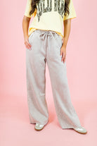 Acid Wash Fleece Palazzo Sweatpants - Obsession Boutique