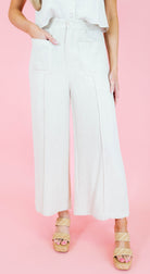 Oatmeal Linen Patch Pocket Pants - Obsession Boutique