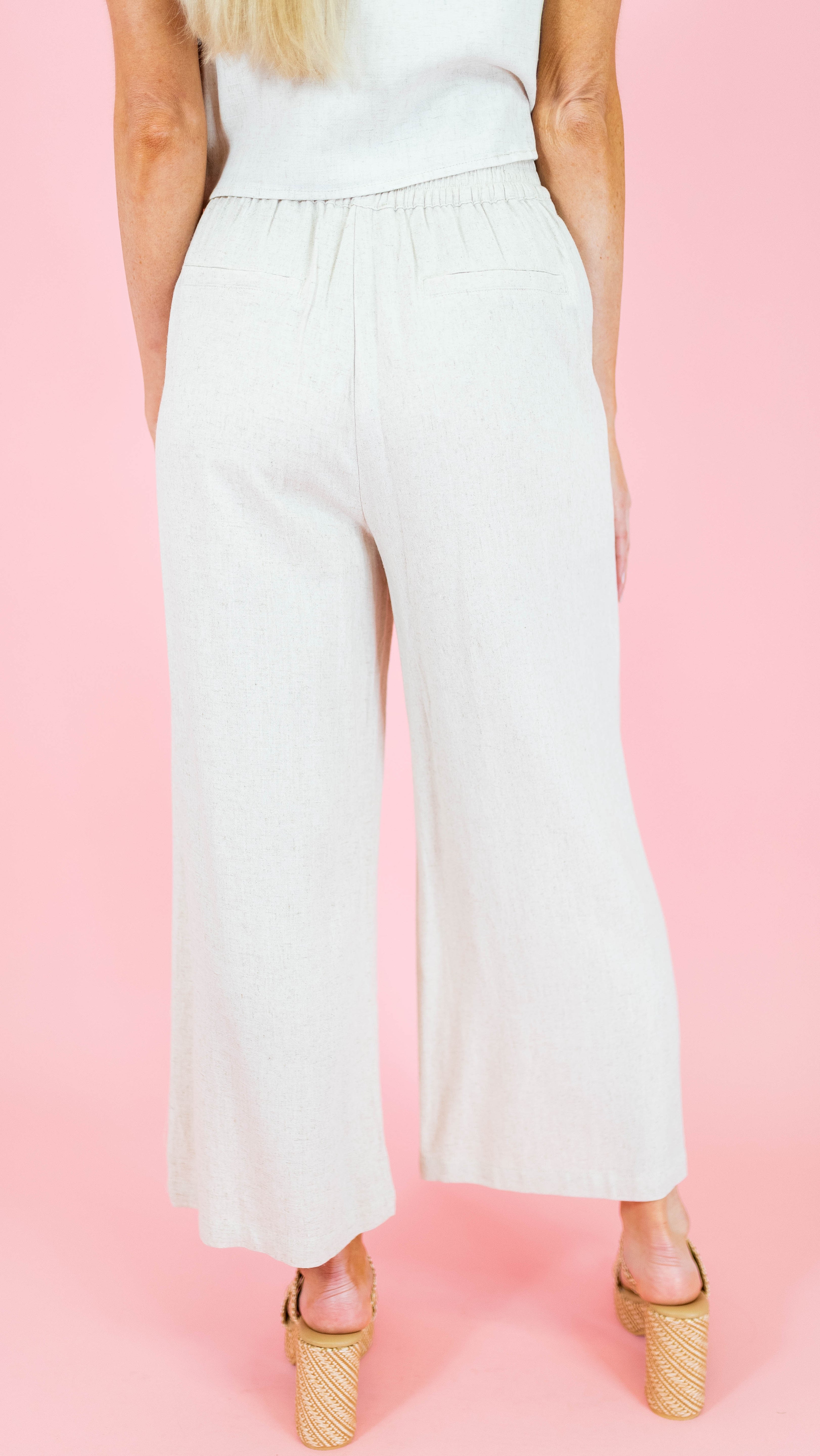 Oatmeal Linen Patch Pocket Pants - Obsession Boutique