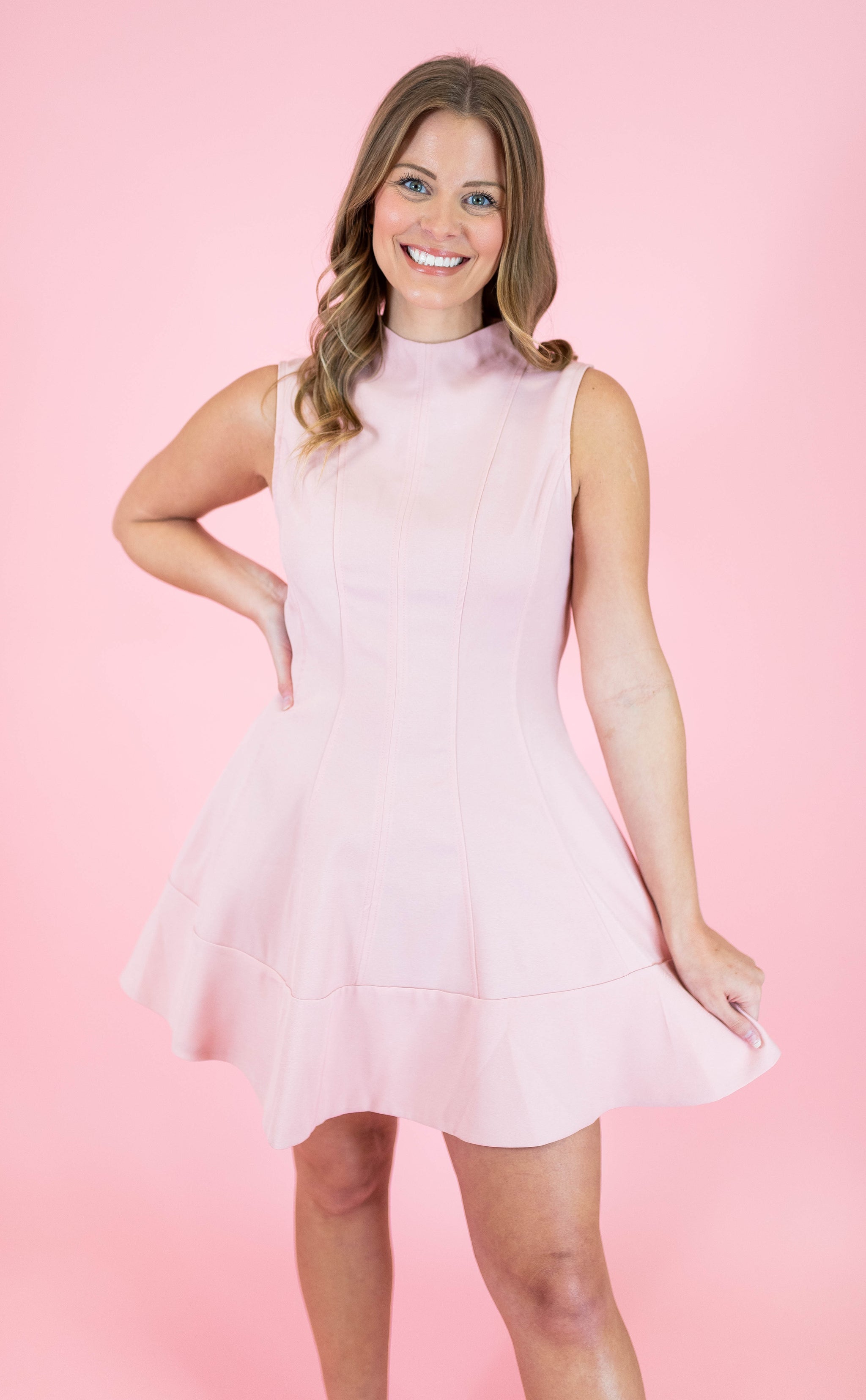 Mock Neck A-Line Mini Dress