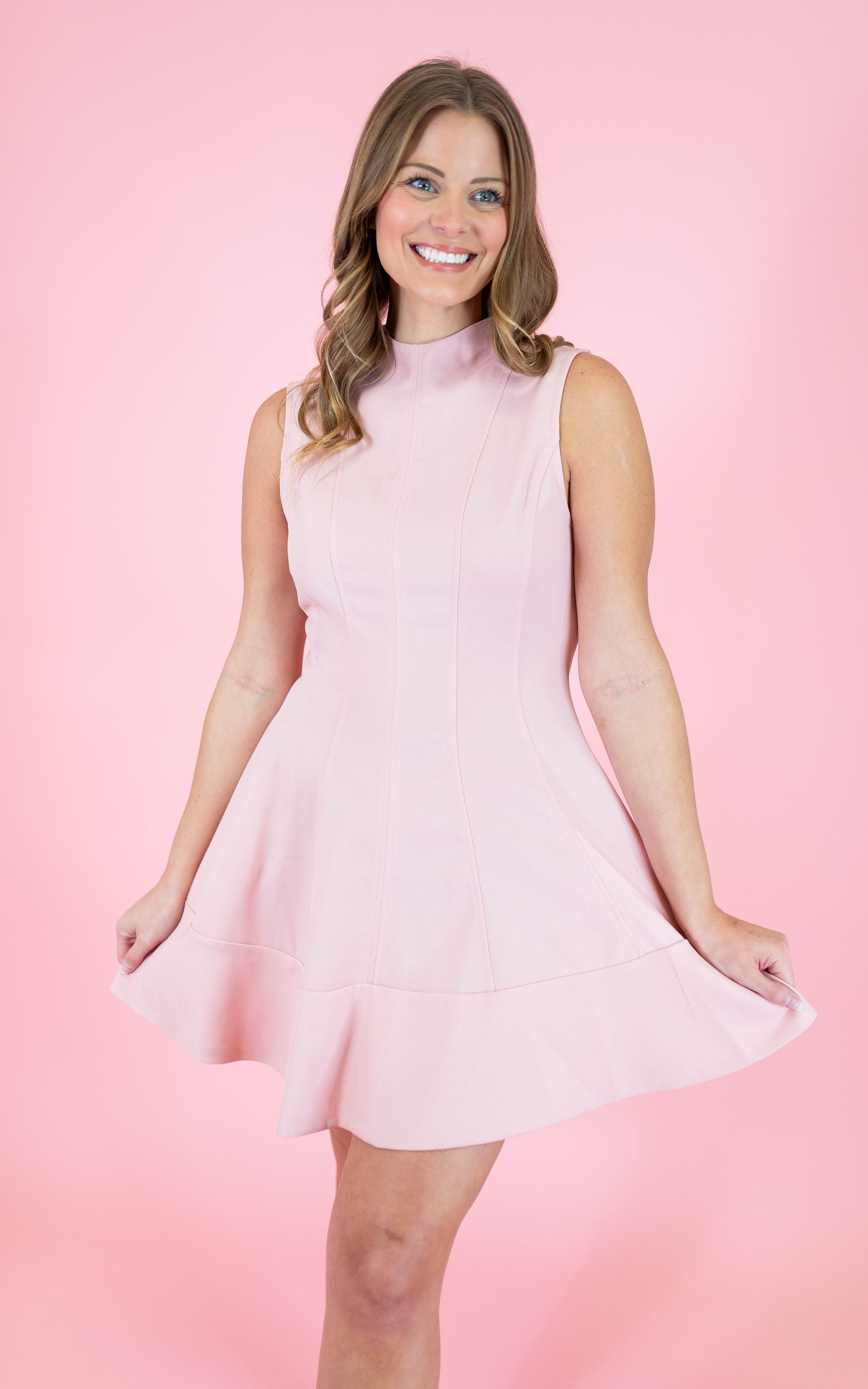 Mock Neck A-Line Mini Dress