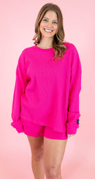 Lulu Mac: Waffle Top - Hot Pink - Obsession Boutique