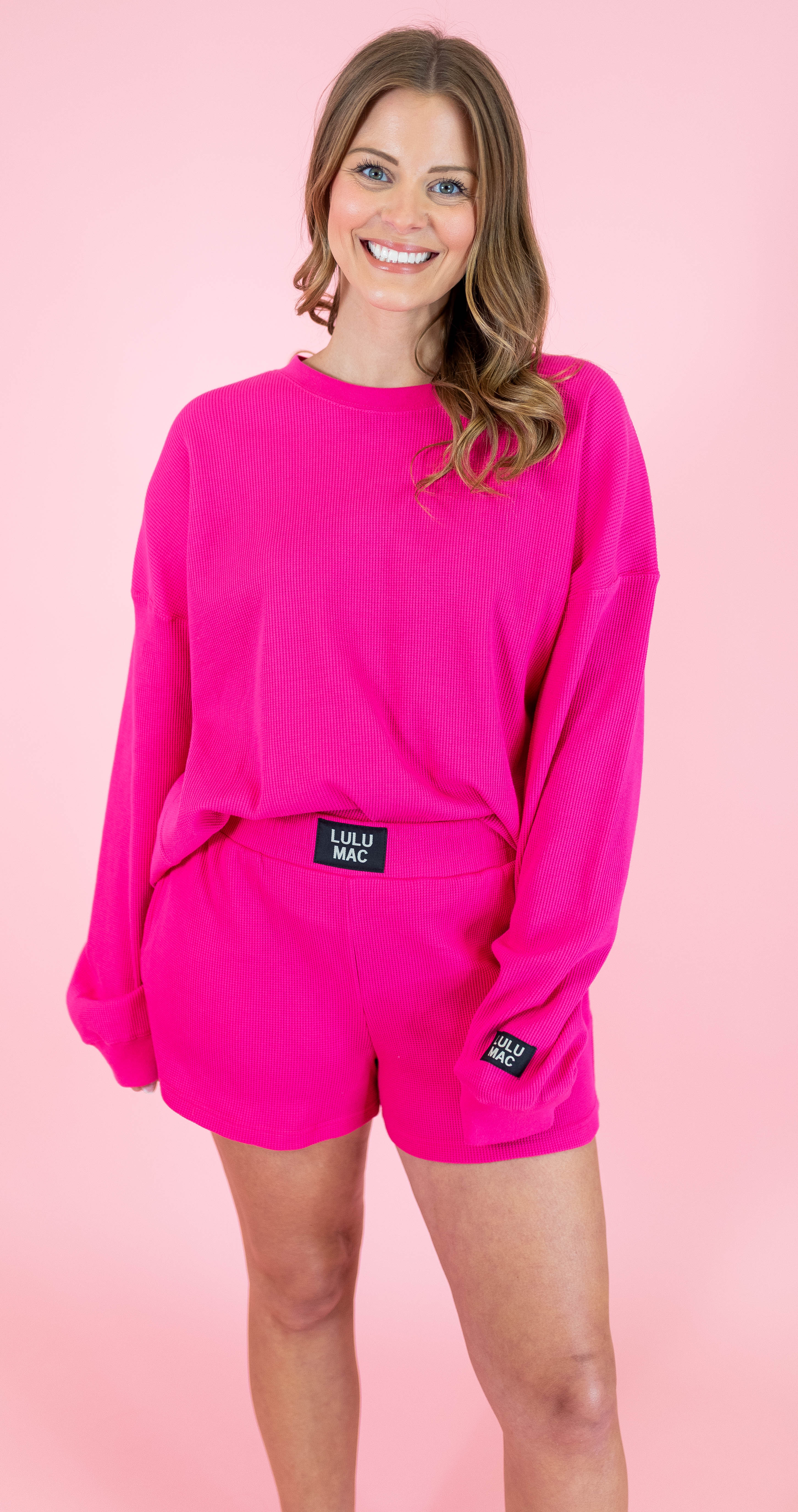 Lulu Mac: Waffle Top - Hot Pink - Obsession Boutique