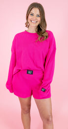 Lulu Mac: Waffle Top - Hot Pink - Obsession Boutique