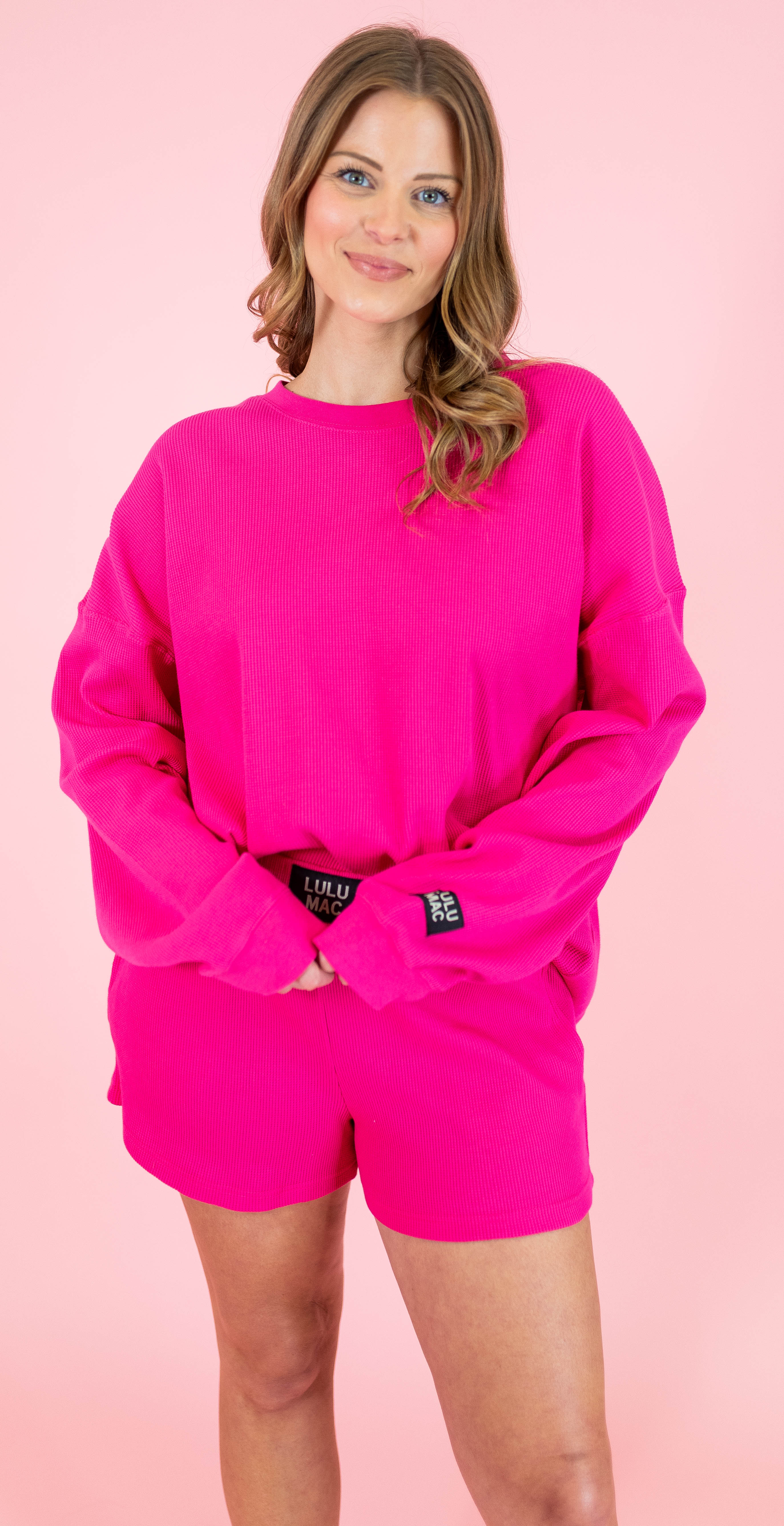 Lulu Mac: Waffle Top - Hot Pink - Obsession Boutique