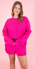 Lulu Mac: Waffle Top - Hot Pink - Obsession Boutique