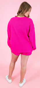Lulu Mac: Waffle Top - Hot Pink - Obsession Boutique