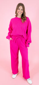 Lulu Mac: Waffle Pants - Hot Pink - Obsession Boutique