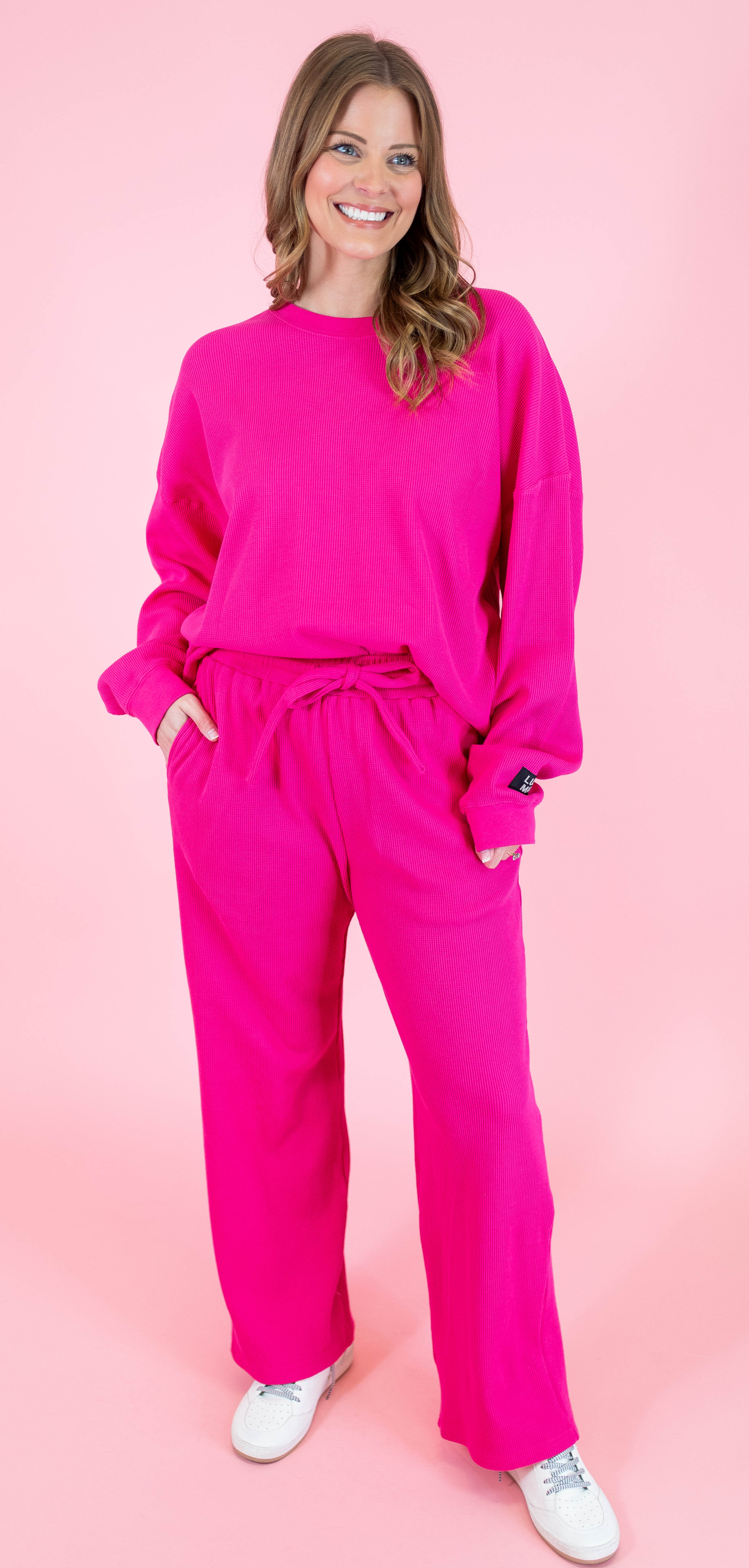 Lulu Mac: Waffle Pants - Hot Pink - Obsession Boutique