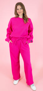 Lulu Mac: Waffle Pants - Hot Pink - Obsession Boutique
