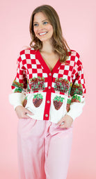 Queen Of Sparkles: Checkered Strawberry Button Up Cardigan - Obsession Boutique